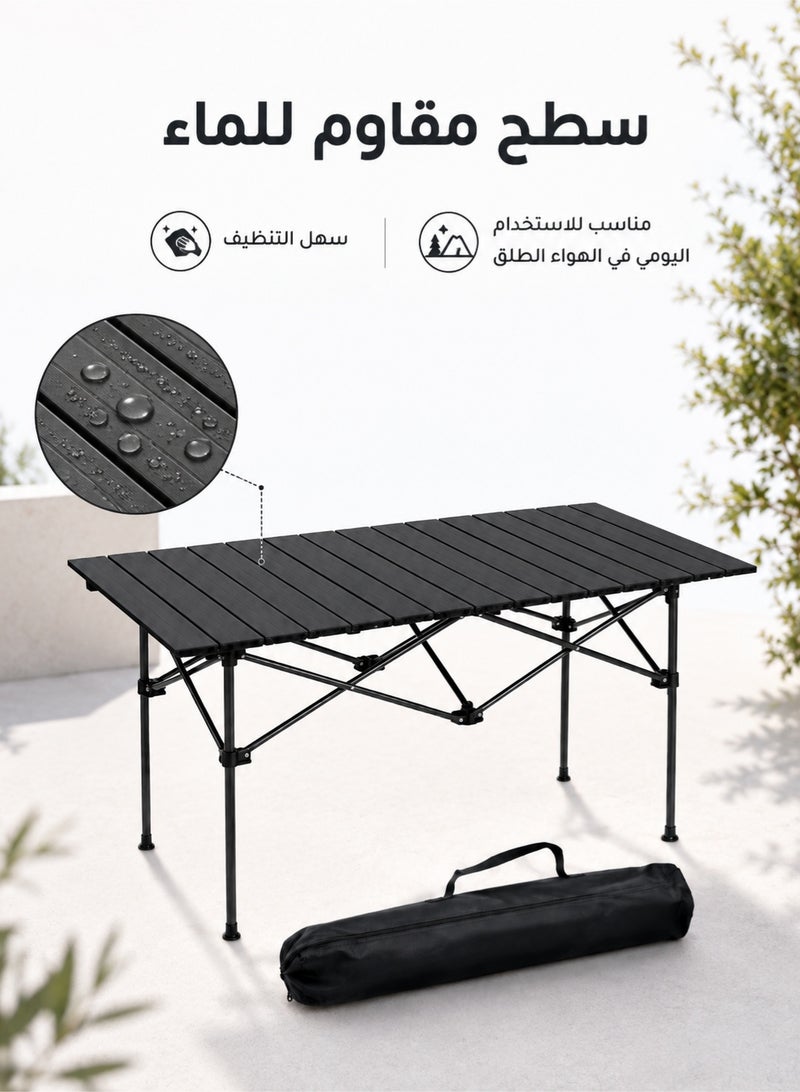 Occuwzz Large Folding Camping Table 95 × 55 × 50 cm, Portable Lightweight Aluminum Roll-Up Outdoor Table with Carry Bag, Quick Setup Picnic Table for Camping, BBQ, Beach, Hiking & Travel, Black - Image 4