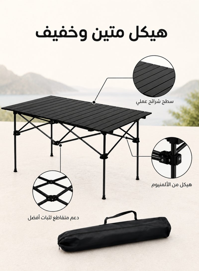 Occuwzz Large Folding Camping Table 95 × 55 × 50 cm, Portable Lightweight Aluminum Roll-Up Outdoor Table with Carry Bag, Quick Setup Picnic Table for Camping, BBQ, Beach, Hiking & Travel, Black - Image 5