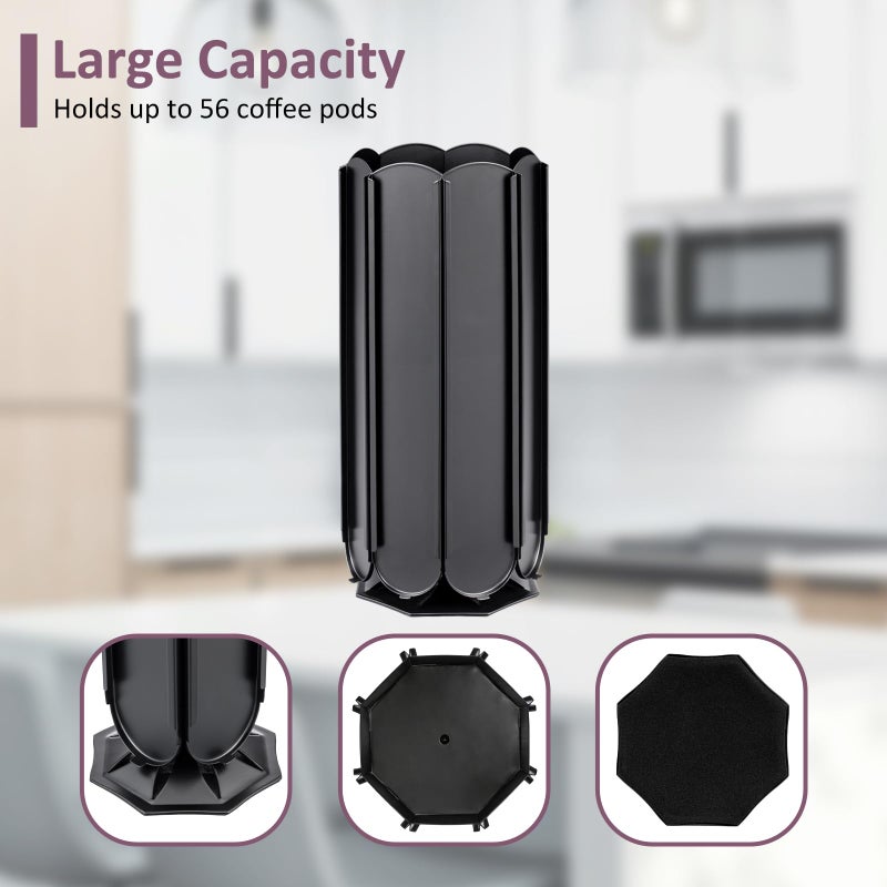 ZCDCP Coffee Pod Holder for Nespresso Vertuoline - Ultra-Quiet 360Â°Rotation, Space-Saving Sleek Wire Metal Carousel, Sturdy Durable Black Storage Standï¼ˆ56 Pods Large Capacityï¼‰ - Image 5