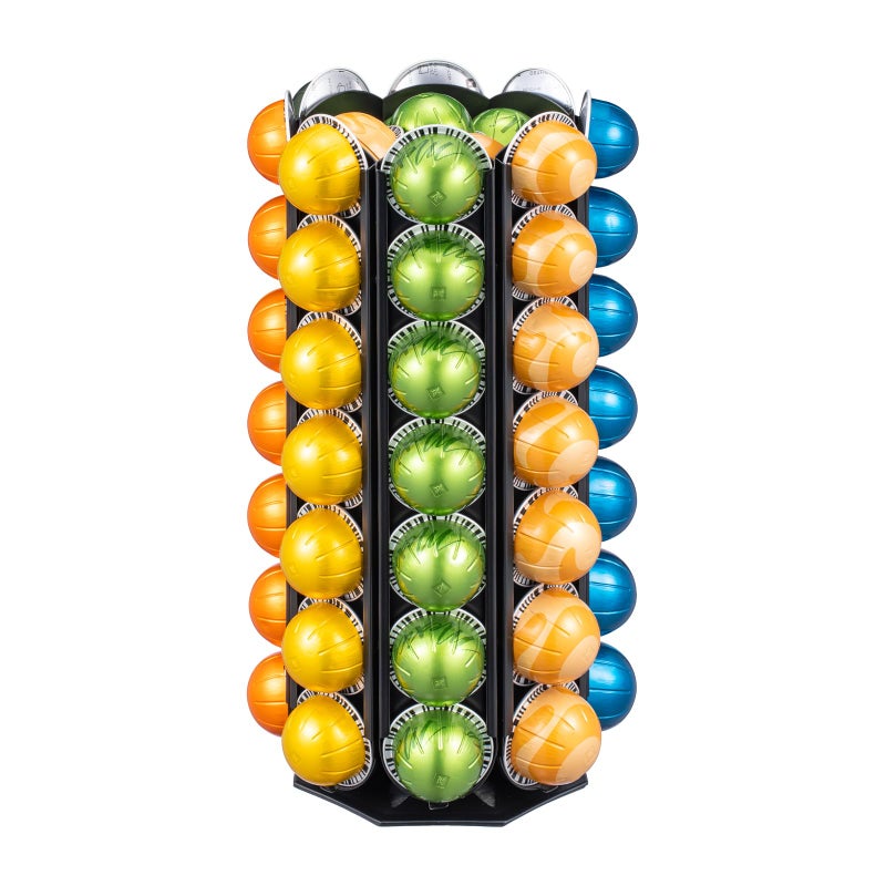 ZCDCP Coffee Pod Holder for Nespresso Vertuoline - Ultra-Quiet 360Â°Rotation, Space-Saving Sleek Wire Metal Carousel, Sturdy Durable Black Storage Standï¼ˆ56 Pods Large Capacityï¼‰ - Image 1