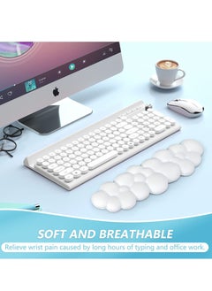 Cool Baby COOLBABY Keyboard Cloud Wrist Rest PU High Density Memory Foam with Non-Slip Base For Typing Pain Relief Ergonomic Keyboard Pad with Wrist Support For Home Office White  - Image 2