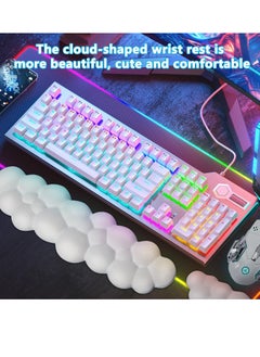 Cool Baby COOLBABY Keyboard Cloud Wrist Rest PU High Density Memory Foam with Non-Slip Base For Typing Pain Relief Ergonomic Keyboard Pad with Wrist Support For Home Office White  - Image 5