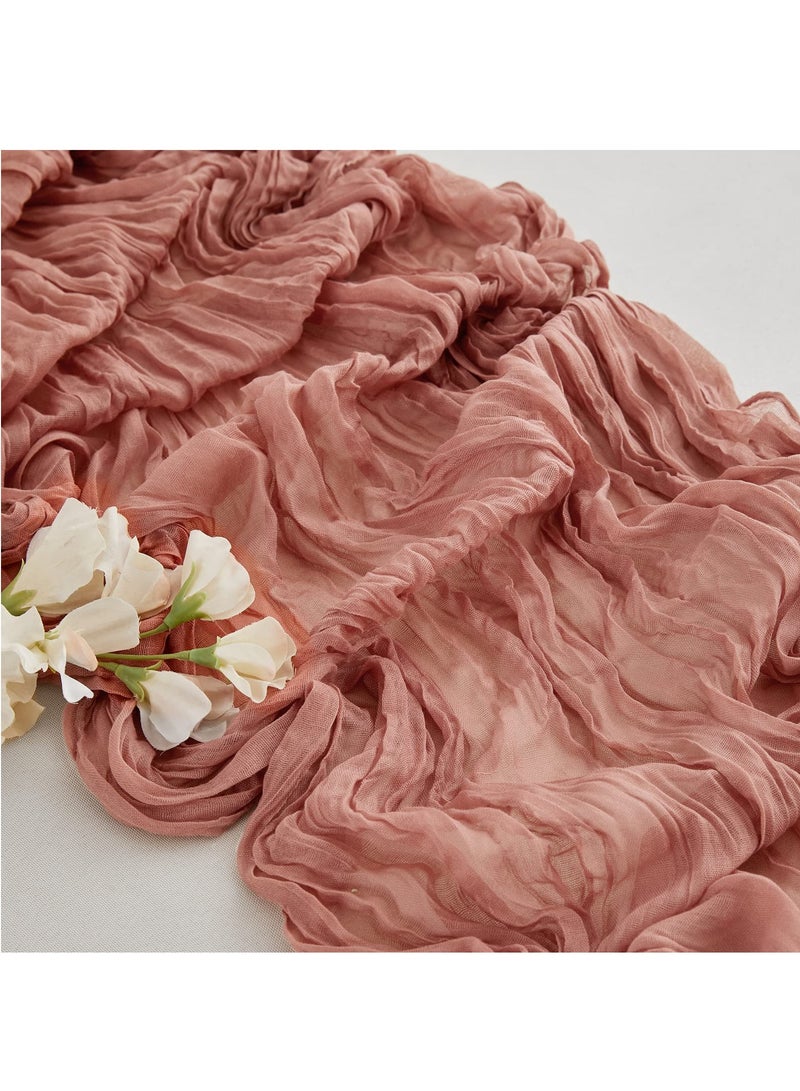 Hoasis 90*400CM Table Runners, Boho Gauze Table Runner, Translucent Table Runner Chessian Tablecloth for Wedding Reception Bridal Shower Party Decoration Table Centerpiece (vermllon) - Image 2