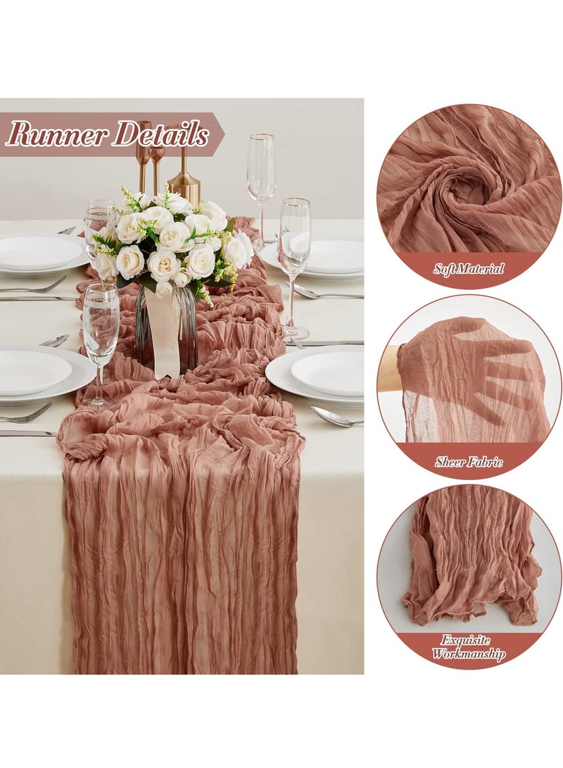 Hoasis 90*400CM Table Runners, Boho Gauze Table Runner, Translucent Table Runner Chessian Tablecloth for Wedding Reception Bridal Shower Party Decoration Table Centerpiece (vermllon) - Image 3