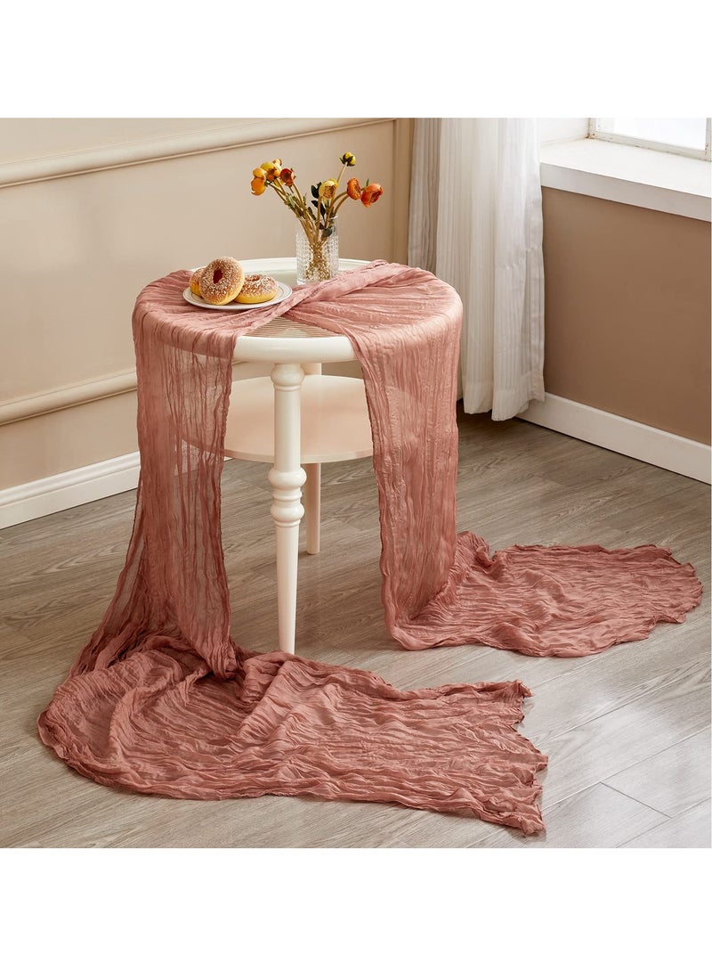 Hoasis 90*400CM Table Runners, Boho Gauze Table Runner, Translucent Table Runner Chessian Tablecloth for Wedding Reception Bridal Shower Party Decoration Table Centerpiece (vermllon) - Image 5