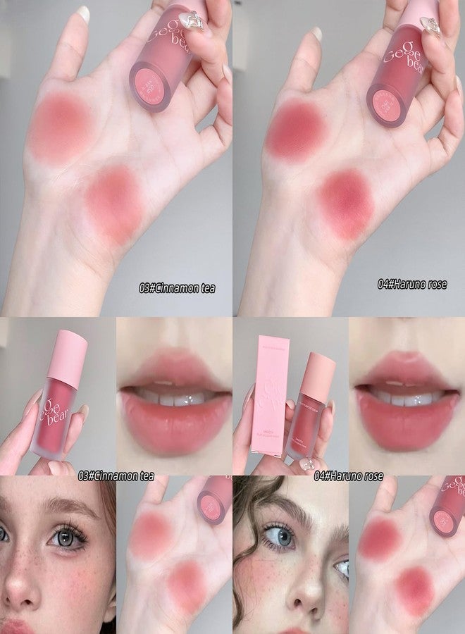 Gege Bear Soft Fog Multi Usage Lip Tint | Long-Lasting Non-Transfer Formula | Matte Velvet Finish Lip Care | Multi-Purpose Cream For Cheeks And Lips | Smooth Application Beauty | Light Pink Shades Unique Color | Natural Look For Women Teen Girls (04# Haruno Rose, 3g) - Image 4