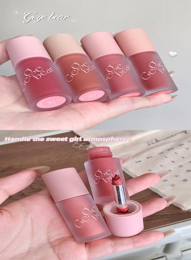 Gege Bear Soft Fog Multi Usage Lip Tint | Long-Lasting Non-Transfer Formula | Matte Velvet Finish Lip Care | Multi-Purpose Cream For Cheeks And Lips | Smooth Application Beauty | Light Pink Shades Unique Color | Natural Look For Women Teen Girls (04# Haruno Rose, 3g) - Image 5