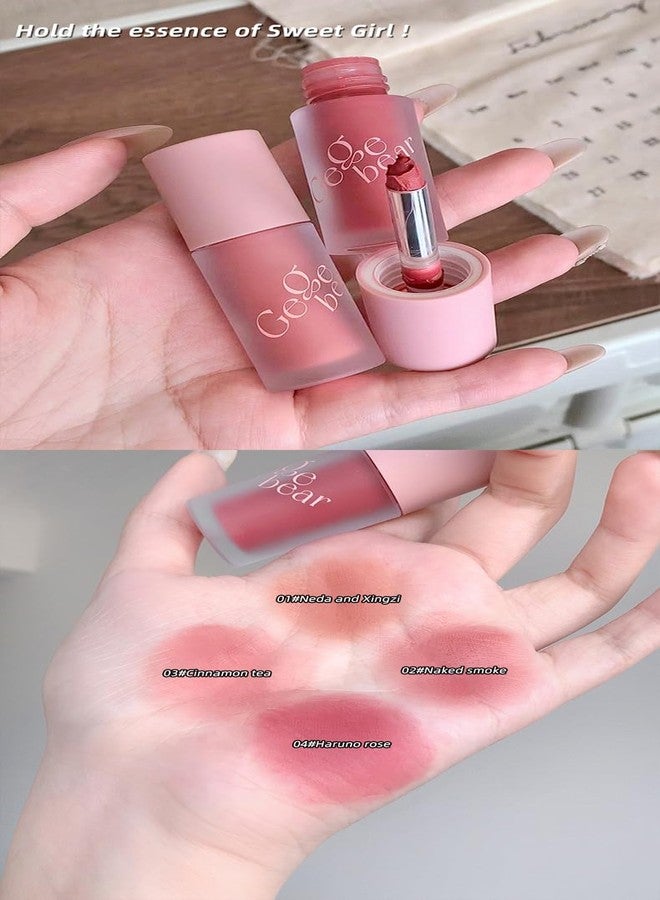 Gege Bear Soft Fog Multi Usage Lip Tint | Long-Lasting Non-Transfer Formula | Matte Velvet Finish Lip Care | Multi-Purpose Cream For Cheeks And Lips | Smooth Application Beauty | Light Pink Shades Unique Color | Natural Look For Women Teen Girls (04# Haruno Rose, 3g) - Image 2