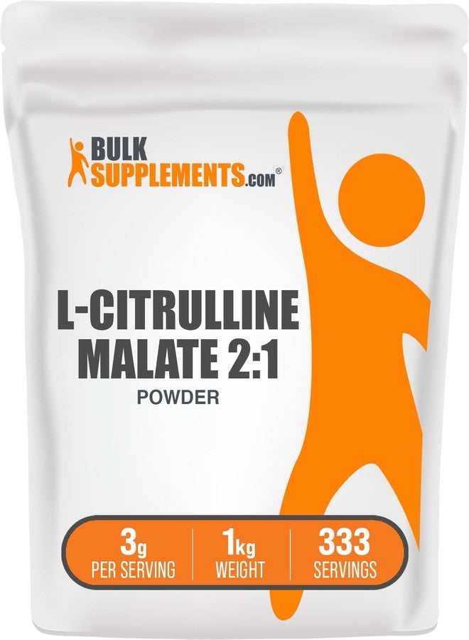 BulkSupplements.com L-Citrulline Malate 2:1 Powder - Nitric Oxide Boost, Citrulline Malate Supplement - Unflavored & Gluten Free - 3g per Servings, 1kg (2.2 lbs) (Pack of 1) - Image 1