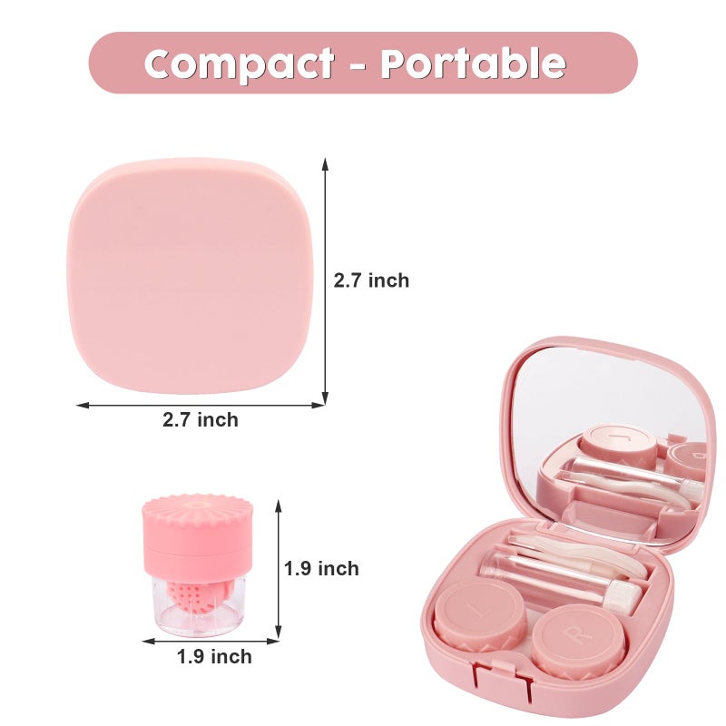 Hadoife Pink Contact Lens Case with Manual Cleaner Washer - 5-in-1 Portable Contact Lens Remover Tool, Includes Mirror, Tweezers, Remover Tool & Solution Bottle for Daily Outdoor Use - Image 5