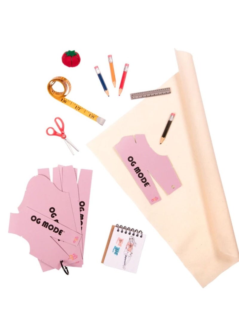 Our Generation Olinda -18 Inch Doll With Pale Blue Eyes And Shoulder-Length Black Hair Includes Doll, Outfit, Measuring Tape (18.5"), Sketch Book, 5 Pattern Boards, And Design Accessories  - Image 3