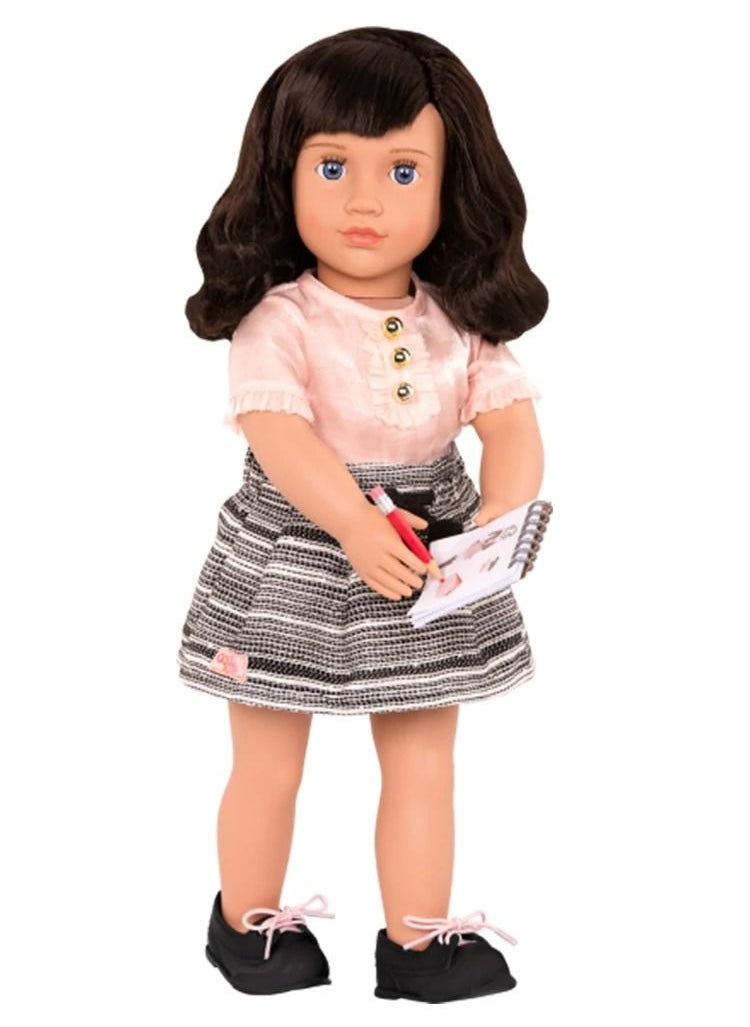 Our Generation Olinda -18 Inch Doll With Pale Blue Eyes And Shoulder-Length Black Hair Includes Doll, Outfit, Measuring Tape (18.5"), Sketch Book, 5 Pattern Boards, And Design Accessories  - Image 4