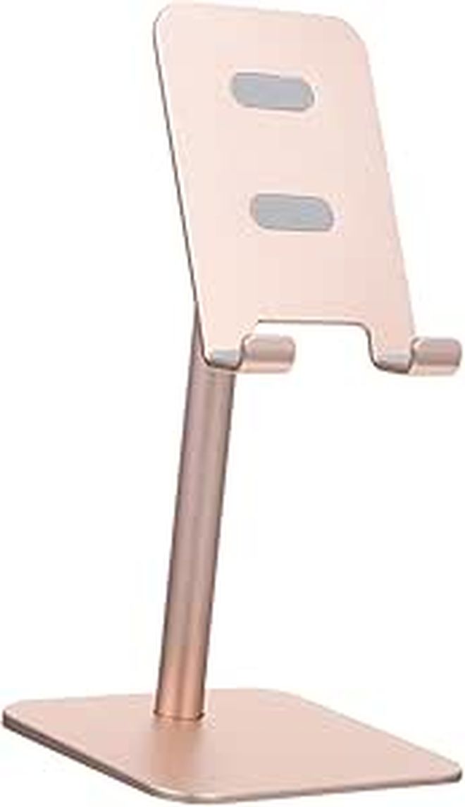 Adjustable Alloy Desktop Phone Tablet Stand with Height Lift Metallic Finish - Image 1