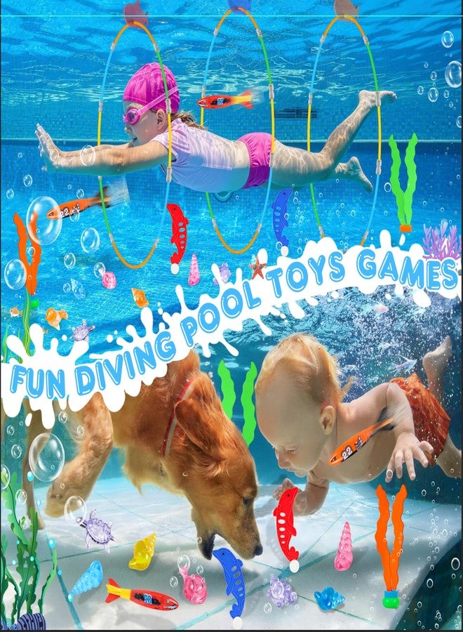 EULRGAUS Pool Toys, 34PCS Swim Thru Rings Pool Games, Diving Toys with Diving Rings, Underwater Treasures, Diving Gems, Water Toys with Splash Balls, Water Frisbee, Swim Toys for Kids, Boys and Girls - Image 5