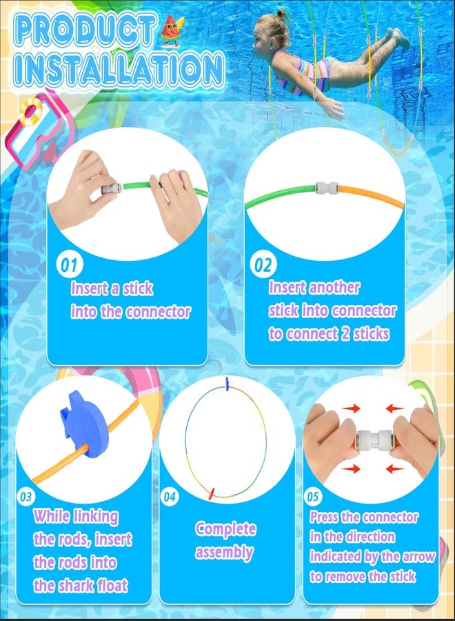 EULRGAUS Pool Toys, 34PCS Swim Thru Rings Pool Games, Diving Toys with Diving Rings, Underwater Treasures, Diving Gems, Water Toys with Splash Balls, Water Frisbee, Swim Toys for Kids, Boys and Girls - Image 3