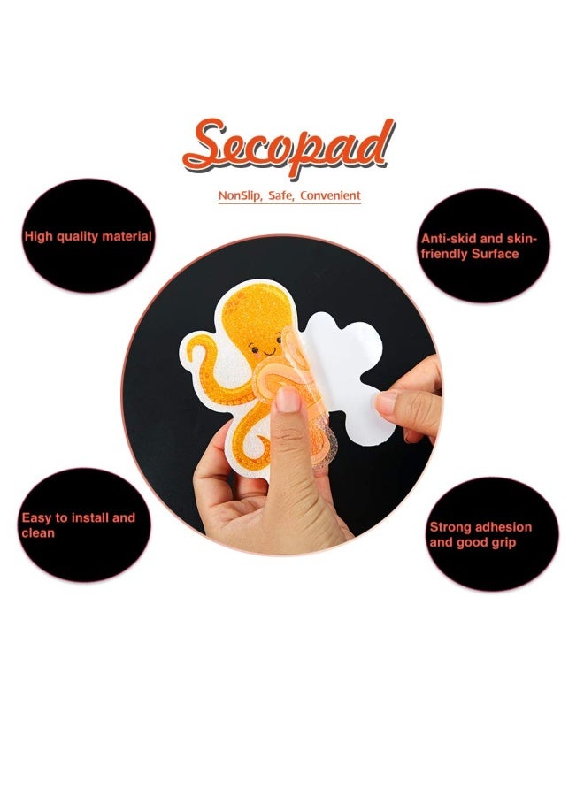 Secopad Non Slip Bathtub Stickers 14 PCS Large Sea Adhesive Kids Anti Slip Decal Treads for Shower and Bath Tub with Premium Scraper - Image 2
