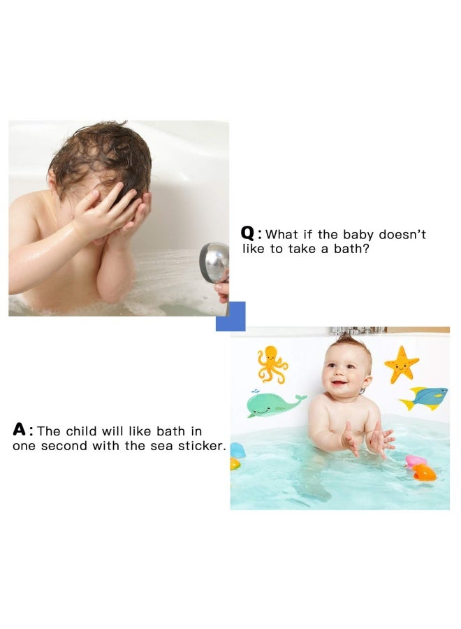 Secopad Non Slip Bathtub Stickers 14 PCS Large Sea Adhesive Kids Anti Slip Decal Treads for Shower and Bath Tub with Premium Scraper - Image 3