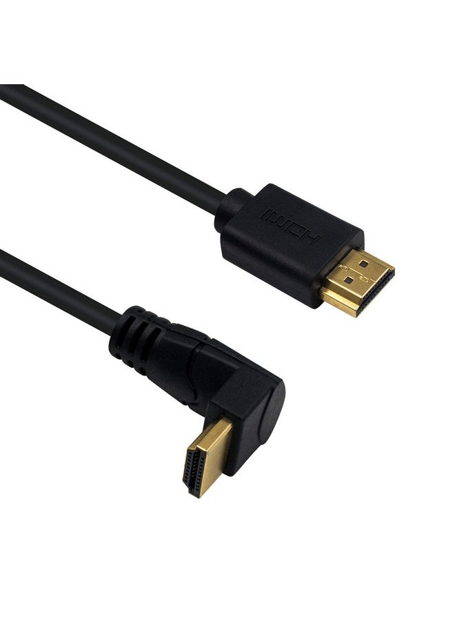 Poyiccot - Hdmi 2.0 Cable 2 Feet 4K@60Hz Hdmi To Hdmi Cable 90 Degree Hdmi Male To Male Cable 18Gbps High Speed Hdmi 2.0 Cable Goldplated Upward Angle Hdmi Connector Cable (M M Up) - Image 1