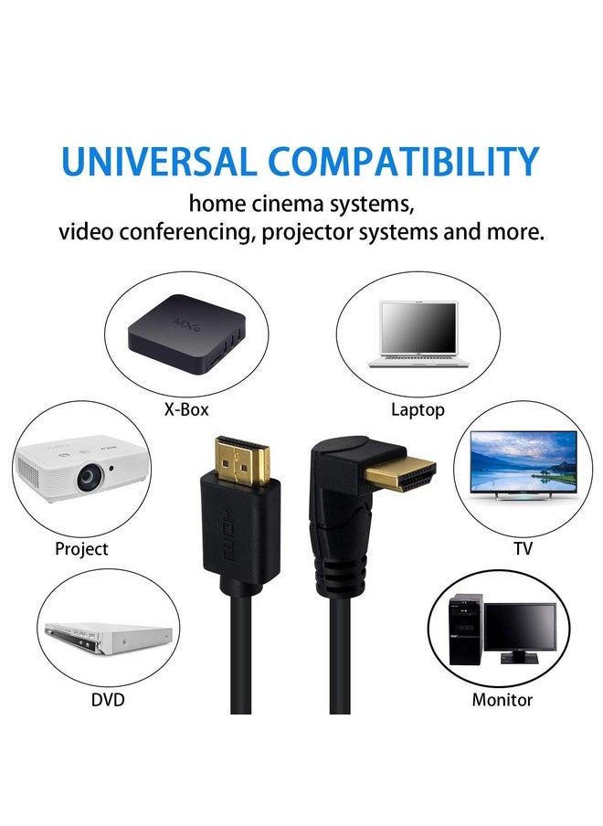Poyiccot - Hdmi 2.0 Cable 2 Feet 4K@60Hz Hdmi To Hdmi Cable 90 Degree Hdmi Male To Male Cable 18Gbps High Speed Hdmi 2.0 Cable Goldplated Upward Angle Hdmi Connector Cable (M M Up) - Image 1