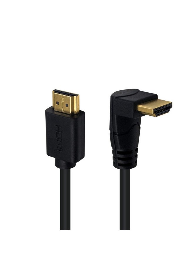 Poyiccot - Hdmi 2.0 Cable 2 Feet 4K@60Hz Hdmi To Hdmi Cable 90 Degree Hdmi Male To Male Cable 18Gbps High Speed Hdmi 2.0 Cable Goldplated Upward Angle Hdmi Connector Cable (M M Up) - Image 1