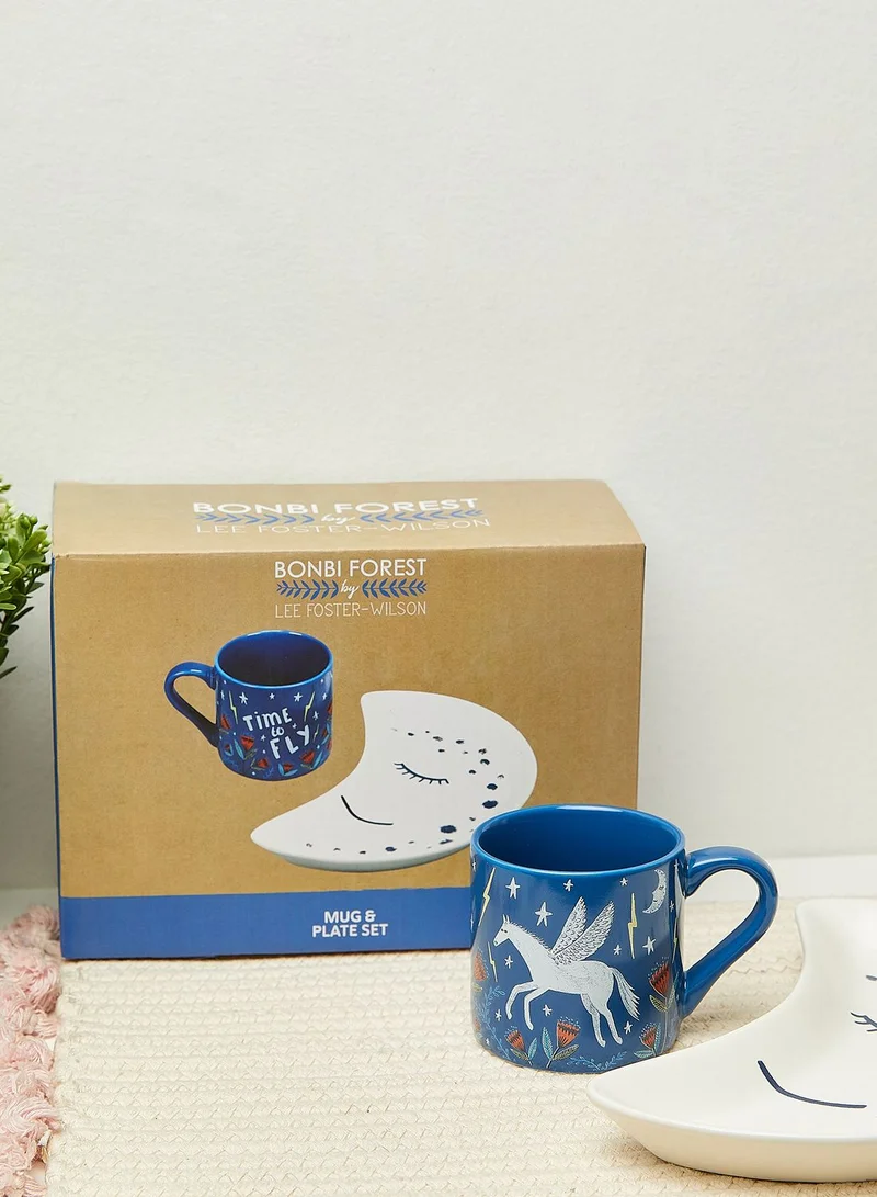 Half Moon Bay Bonbi Forest Time To Fly Mug And Plate Set