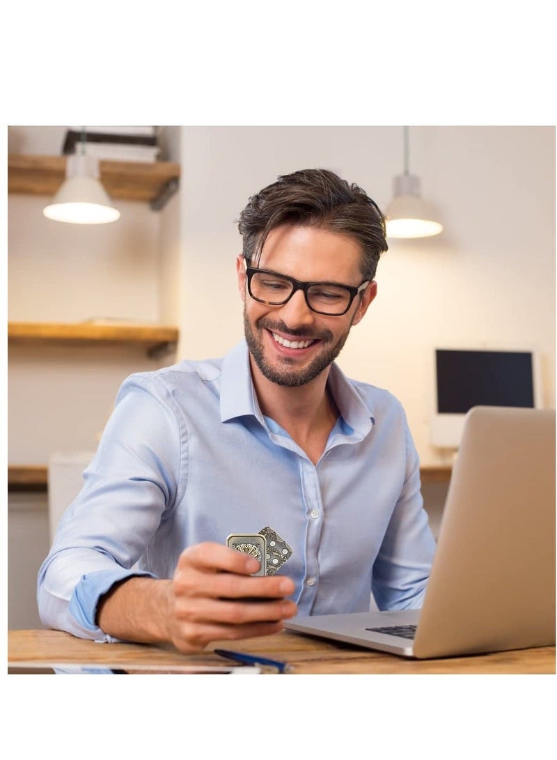 شو وو Magnetic Metal Fidget Toys, Push Card Slider Stress Relief Toy, Men’s EDC Toy Haptic Coin, Office Desk Toys Gifts For Boyfriend And Father, Brass Tiger - Image 5