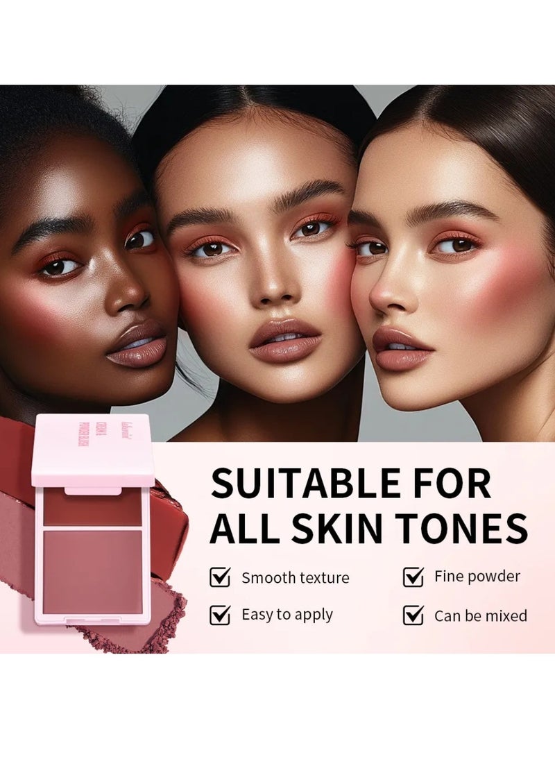 lakerain بلشر كريمي وبودرة 2 في 1 بلشر كريمي لونه جريء يدوم طويلاً مقاوم للماء والعرق لوحة بلشر سلسة ثنائية اللون خوخي ذهبي 01 - Image 3