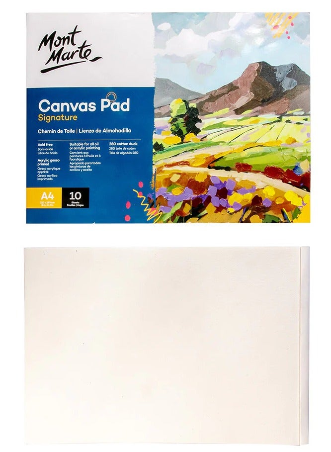 Mont Marte A4 Size Canvas Pad With 10 Sheets 280gsm Thickness Cotton Duck Paper For Artists - Image 1