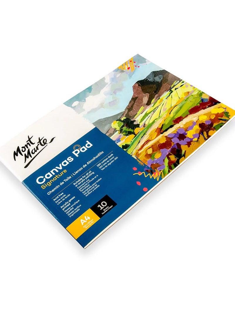 Mont Marte A4 Size Canvas Pad With 10 Sheets 280gsm Thickness Cotton Duck Paper For Artists - Image 2