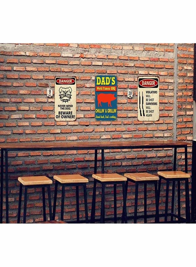 AOYEGO Dad's BBQ Tin Sign,World Famous BBQ with Red Pig Blue Vintage Metal Tin Signs for Cafes Bars Pubs Shop Wall Decorative Funny Retro Signs for Men Women 8x12 Inch - Image 4