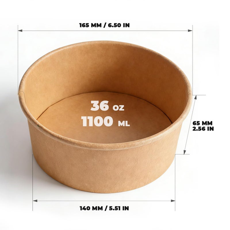 TOPtoper 36Oz 50Pcs Large Paper Bowls with Lids, Disposable Soup Serving Bowls Bulk Party Supplies for Hot/Cold Food, Soup (36 OZ) - Image 2