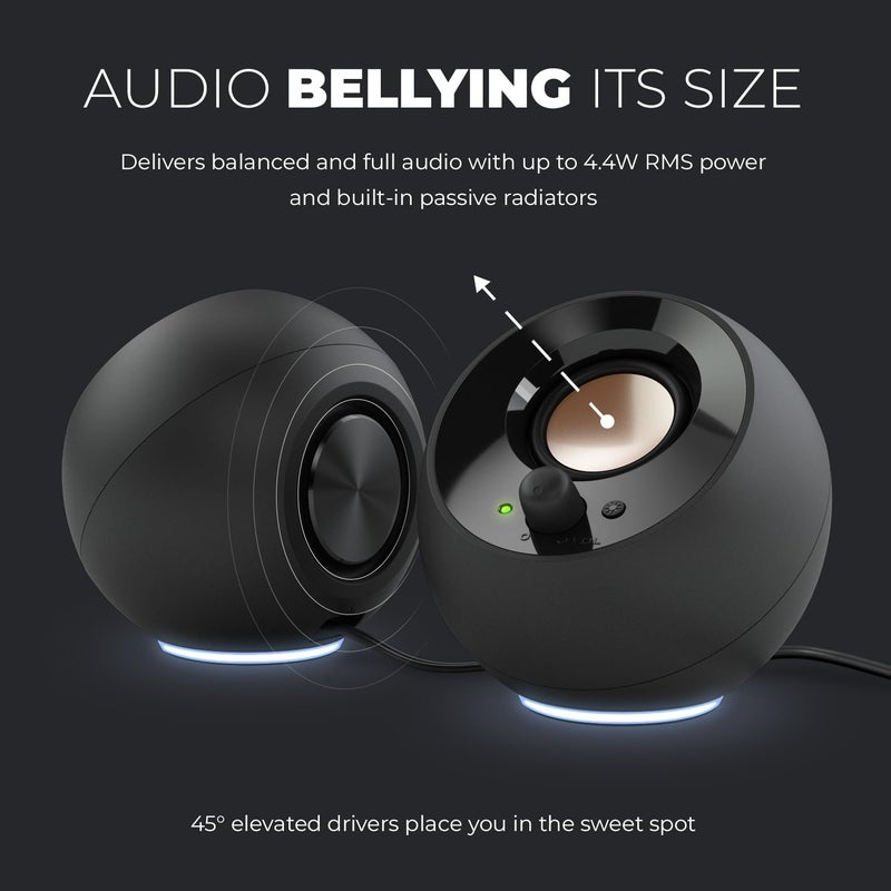 Creative مكبرات صوت كمبيوتر كرييتف بيبل SE بتصميم مينيمايليست 2.0 تعمل بالطاقة عبر USB-C مع إضاءة RGB، مدخل AUX 3.5 مم، تصل إلى 4.4 واط RMS لأجهزة الكمبيوتر المحمولة والمكتبية (أبيض) - Image 5