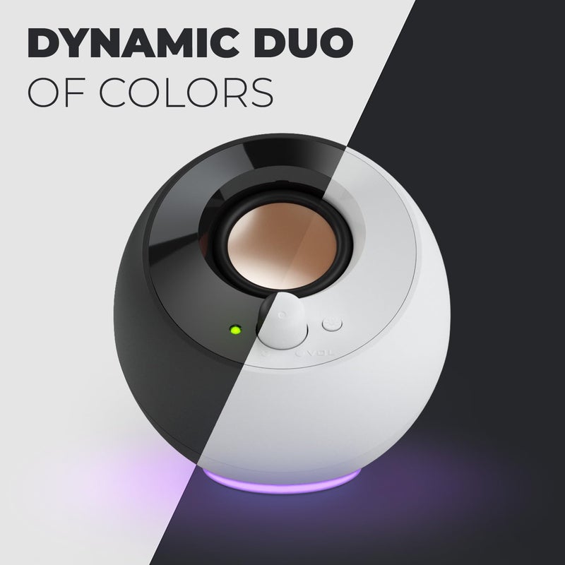 Creative مكبرات صوت كمبيوتر كرييتف بيبل SE بتصميم مينيمايليست 2.0 تعمل بالطاقة عبر USB-C مع إضاءة RGB، مدخل AUX 3.5 مم، تصل إلى 4.4 واط RMS لأجهزة الكمبيوتر المحمولة والمكتبية (أبيض) - Image 4