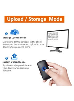Tera 1D Bluetooth Mini Barcode Scanner 3In1 Bluetooth & Usb Wired & 2.4G Wireless Laser 1D Bar Code Reader Portable Barcode Scanner Work With Ios Windows Android For Tablet Or Computer 5200C  - Image 4