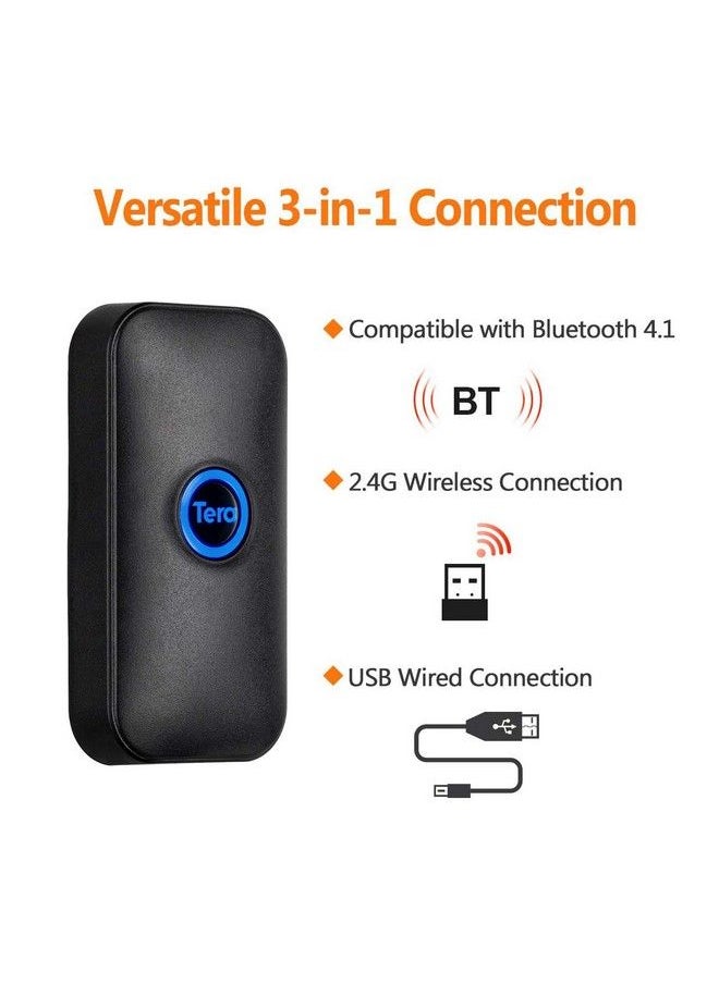 Tera - 1D Bluetooth Mini Barcode Scanner 3In1 Bluetooth & Usb Wired & 2.4G Wireless Laser 1D Bar Code Reader Portable Barcode Scanner Work With Ios Windows Android For Tablet Or Computer 5200C - Image 1