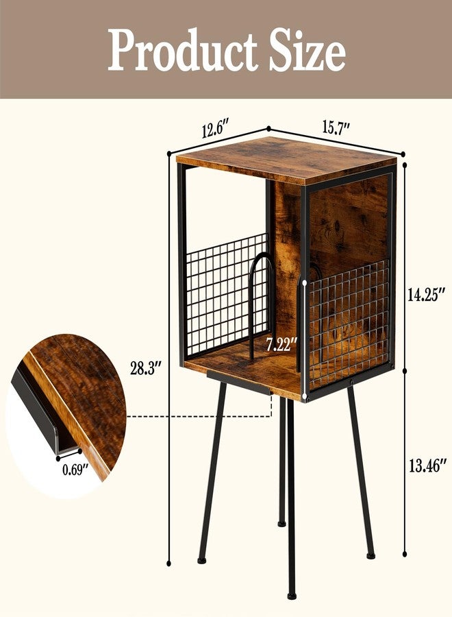 Faesun Record Player Stand with Storage Holds 100+ Vinyl Records, Industrial Turntable Stand with Storage Shelf, LP Album Organizer Cabinet for Small Spaces,Rustic End Table - Image 3