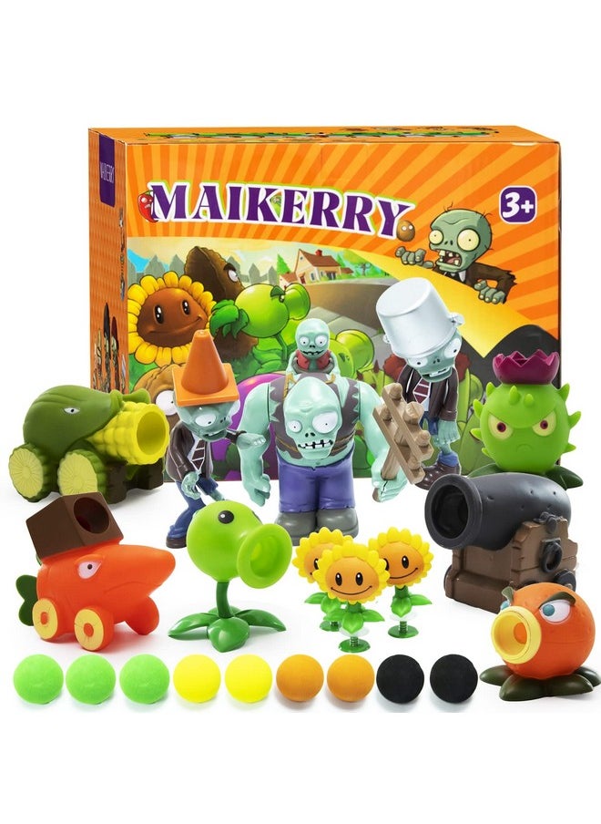 Maikerry - Plants And Zombies Figurines 12Pcs Pvz Action Figures Set Game Great Birthday Gifts For Boys And Girls With Waterproof Battlefield Map - Image 1