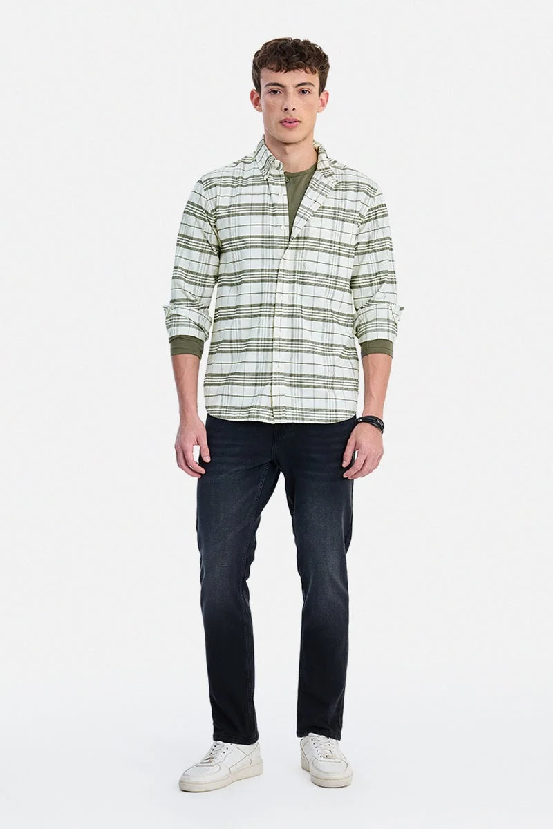 SNITCH Off White Checkered Long Sleeve Regular Fit Shirt