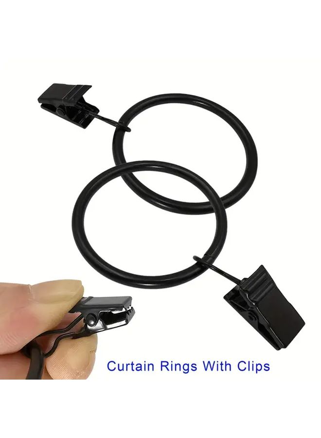 24 Pack Black Metal Curtain Rings With Rust Proof Clips Hooks - Image 3