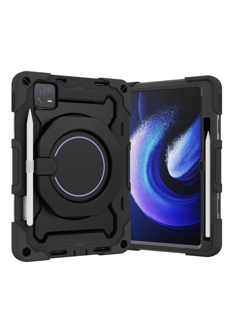 SYOSI Heavy Duty Shockproof Case for Xiaomi Pad 6 / 6 Pro 11 inch,  360° Rotating Ring Stand Case  Armor Protective Case 3-Layers Combo Armor Case Silicone Cover for Xiaomi Pad 6 / Pad 6 Pro - Image 1