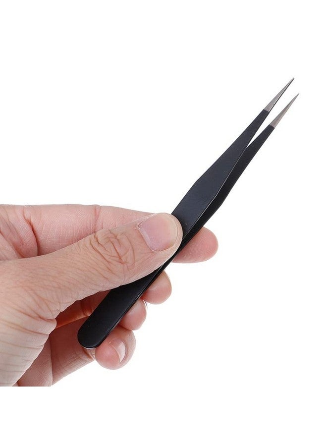 ESPtronics ERH India 1 Pc Black Tweezer Straight for Electronics Repair Insulated Stainless Steel Anti-Static Precision Tweezer for DIY Kit, Multiple Applications, Microscope Assembly etc. - Image 4