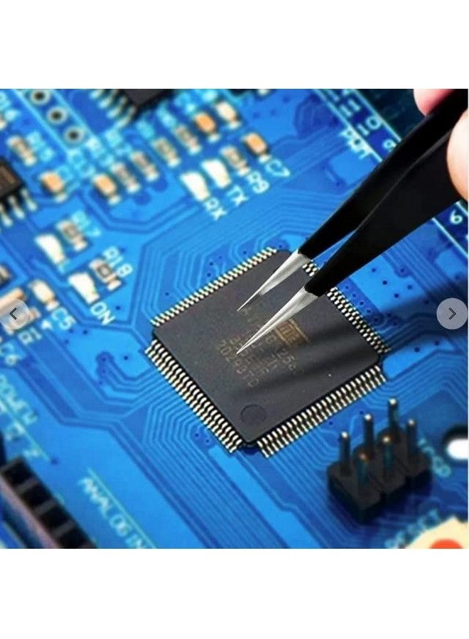 ESPtronics ERH India 1 Pc Black Tweezer Straight for Electronics Repair Insulated Stainless Steel Anti-Static Precision Tweezer for DIY Kit, Multiple Applications, Microscope Assembly etc. - Image 5