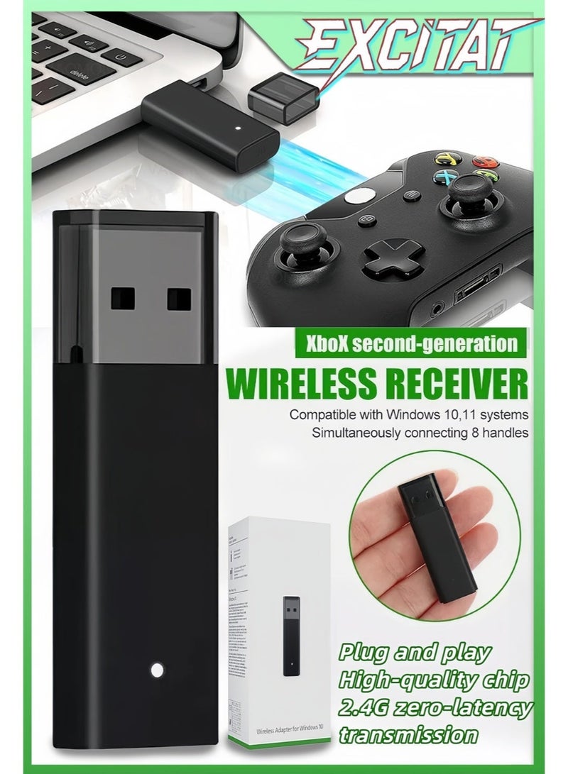 إثارة محول لاسلكي Xbox لنظام التشغيل Windows 10/8/7، متوافق مع وحدات تحكم Xbox One وXbox One S/X وElite Series 2 وXbox Series X|S - يدعم ما يصل إلى 8 وحدات تحكم، محول وحدة تحكم X box بإشارة مستقرة، اتصال سهل بالتوصيل والتشغيل لأجهزة الكمبيوتر الشخصية والكمبيوتر المحمول والكمبيوتر اللوحي (أسود) - Image 1