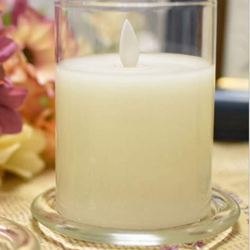 Cumuiu 2 Pack Glass Candle Holder 4" Clear Beautiful Transparent Round Candle Plateâ€¦ - Image 3