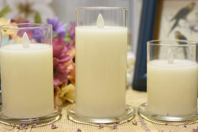 Cumuiu 2 Pack Glass Candle Holder 4" Clear Beautiful Transparent Round Candle Plateâ€¦ - Image 5