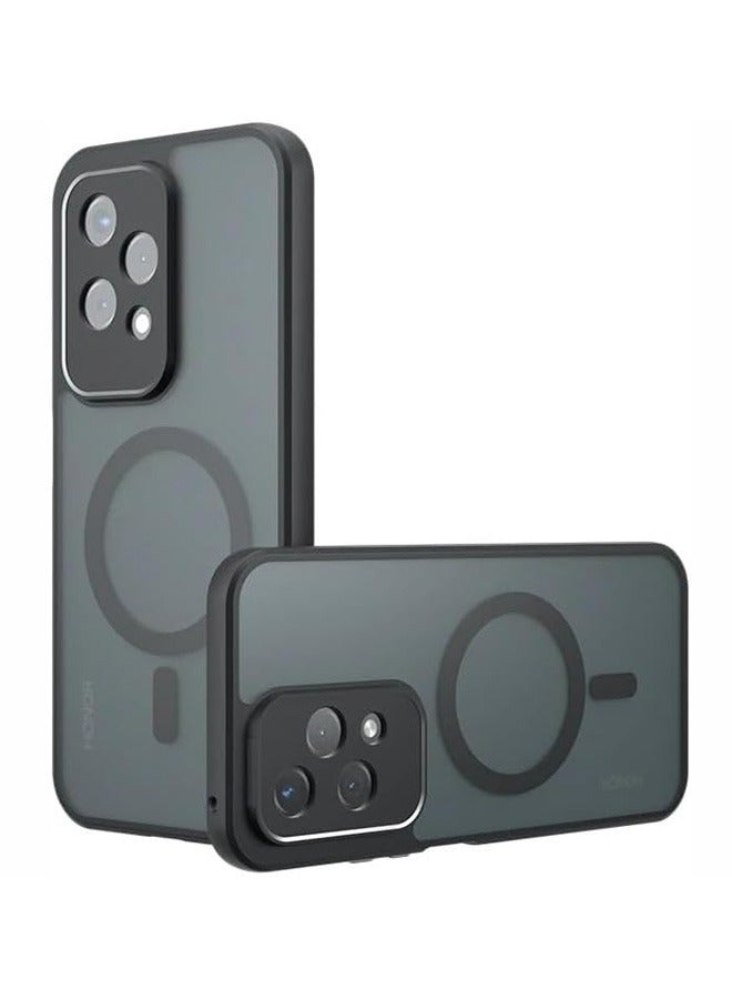 Magnetic Case for Honor 200 Lite 5G, Anti-Fingerprints, Anti-Fall Drop Protection, Frosted Armor Back Cover Airbag Shockproof TPU Bumper Matte Transparent Cover for Honor 200 Lite 5G (Black)  - Image 1