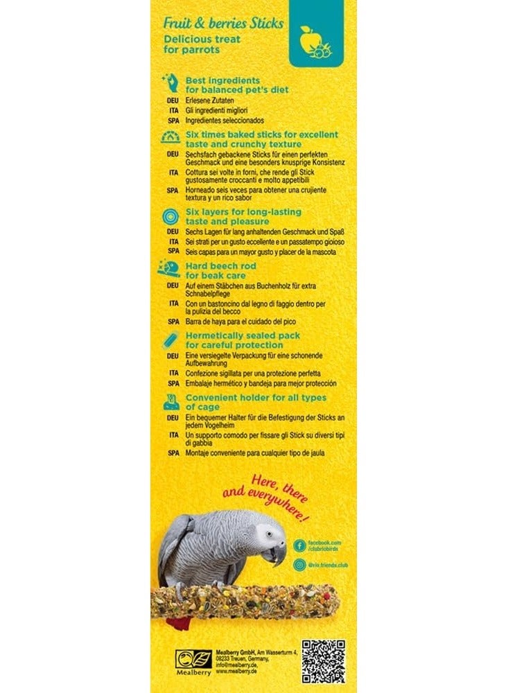 RIO Sticks for Parrots with fruit and berries 2x90g - Image 3