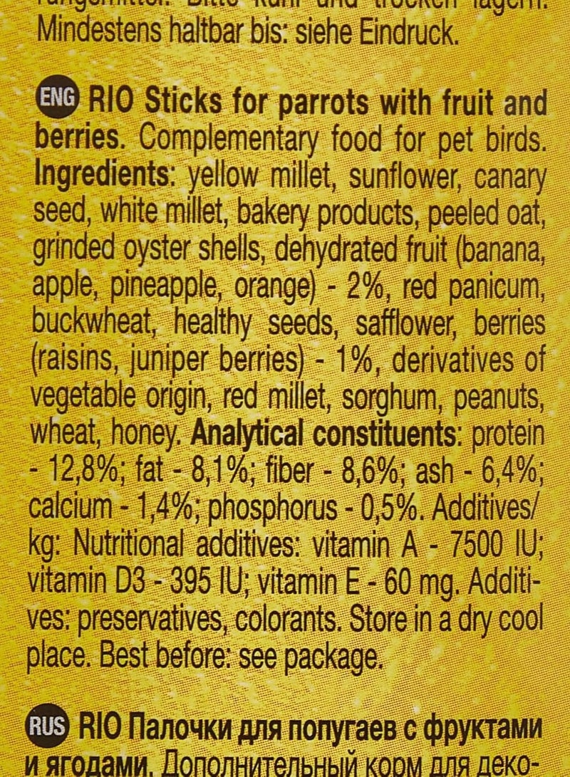 RIO Sticks for Parrots with fruit and berries 2x90g - Image 4