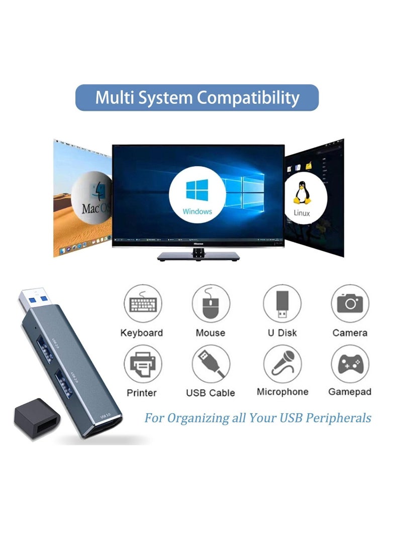 Excefore USB 3.0 Hub, 3 Ports Multiport Adapter, USB Expander, USB 3.0 Splitter Aluminum Multiple USB Extension Dock Compatible, or Laptop, Xbox, Flash Drive, HDD, Console, Printer, Camera, Keyborad, Mouse - Image 3