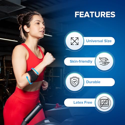 Q Devices Tennis Elbow Support Brace for Men & Women – Adjustable Compression Strap with EVA Pressure Pad for Tendonitis, Golfer’s Elbow & Pain Relief – Universal Size for Sports, Gym & Daily Use (Black) - Image 2